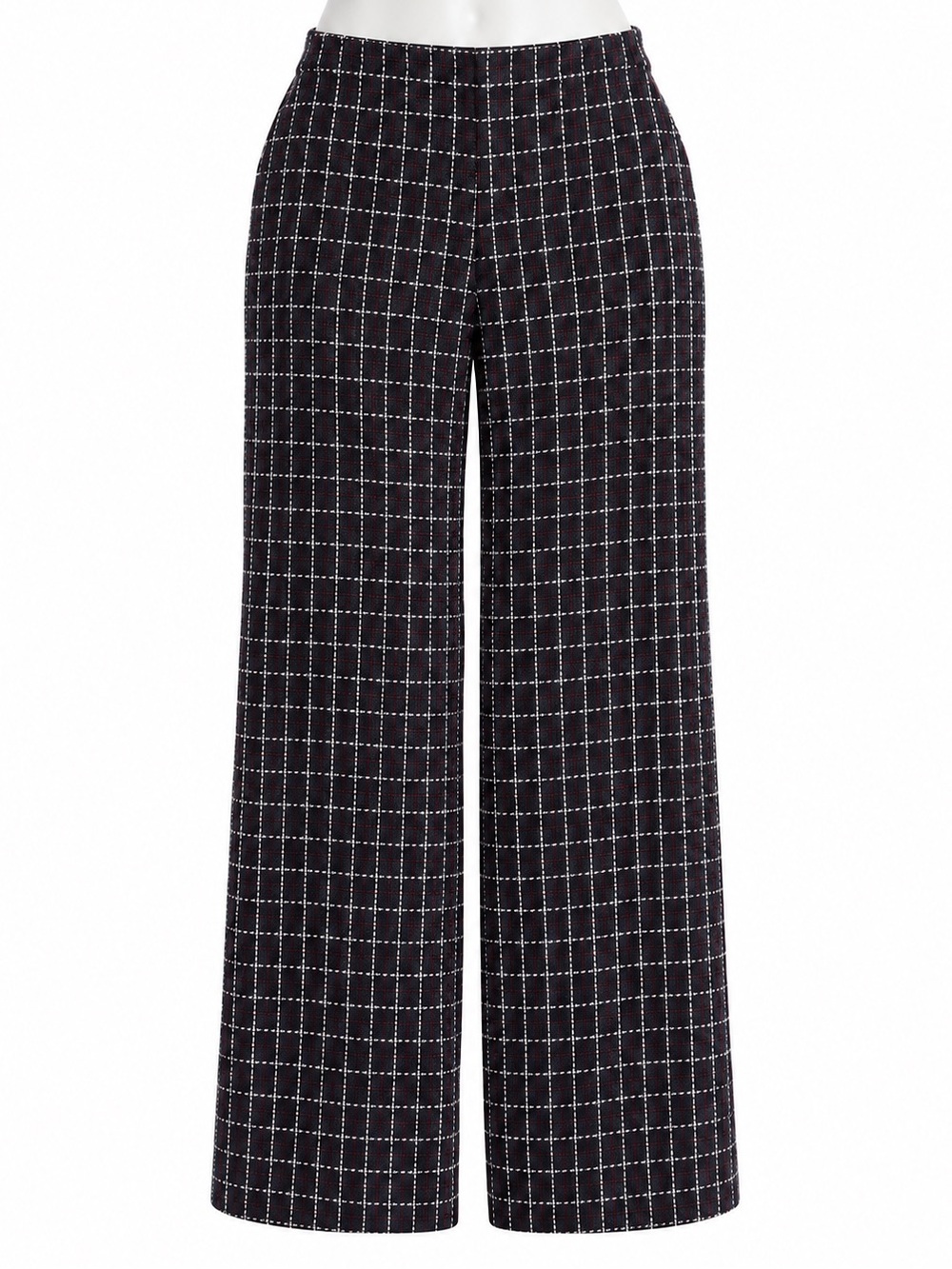 Size 8 Joe Fresh Women’s Blue Red Tweed Plaid Wide Leg High Rise Pants NWT